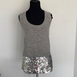 NWOT PINK TARTAN 100% WOOL / SEQUINS SILVER SIZE:S